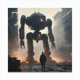 Giant Robot In A City 2 Canvas Print