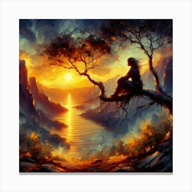 Women Enjoy Sunset On A Tree Toile