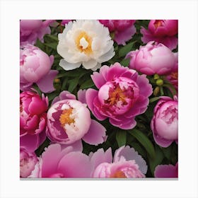 Mass Plantings Of Peonies Canvas Print