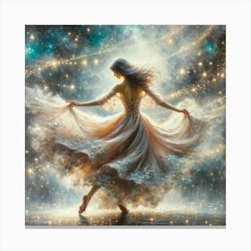 Graceful Dance Wall Print Art A Beautiful Depiction Of A Woman Dancing Under A Starry Night Sky, Perfect For Adding Elegance And Charm To Any Space Canvas Print