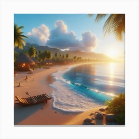 Sunset Beach - Beach Stock Videos & Royalty-Free Footage Canvas Print