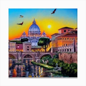 Sunset In Rome 1 Canvas Print