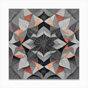 Firefly Beautiful Modern Detailed Floral Indian Mosaic Mandala Pattern In Neutral Gray, Charcoal, Si (3) Canvas Print