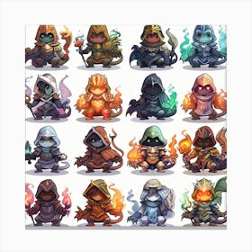 Making Variations For Image 2 With Prompt1 Icon Sprite Sheet For Mobile Game, Icon Represents Model Dragona D&D Rpg Png1 Canvas Print