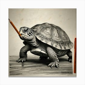 Pencil Drawing Turtle Canvas Print