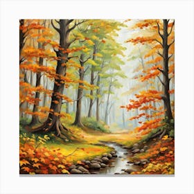 Forest In Autumn In Minimalist Style Square Composition 116 Canvas Print