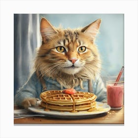 Cat With Waffles Canvas Print