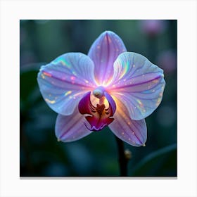 An Ethereal Orchid With Petals Of Shifting, Holographic Light Blooming In A Dreamlike Garden Canvas Print