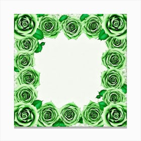 Green Roses Frame Photo Canvas Print