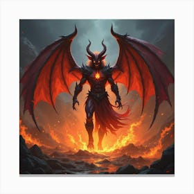 Demon Unleashing Fire In A Vivid, Dark Magical Realm 1 Canvas Print