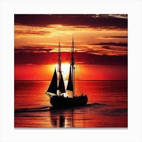 Sailboat At Sunset 1 Canvas Print