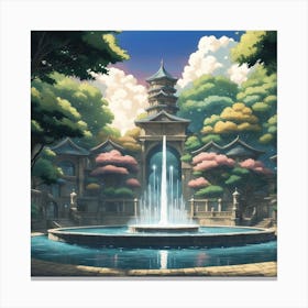 Fountain Anime Canvas Print