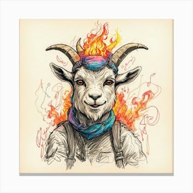 Goat On Fire 14 Canvas Print