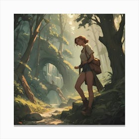 Girl In The Forest 3 Canvas Print