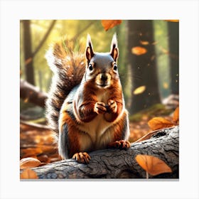 Squirrel In The Autumn Forest 6 Canvas Print