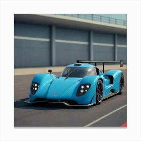 Blue Race Car Canvas Print