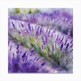 Lavender Field Watercolor Canvas Print