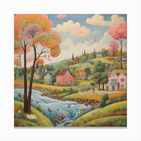 Naive art, Landscape Canvas Print