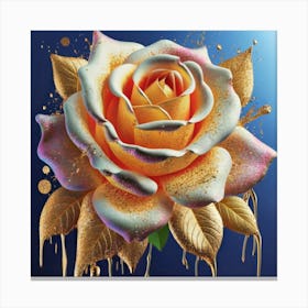 Gold plated white rose 5 Canvas Print