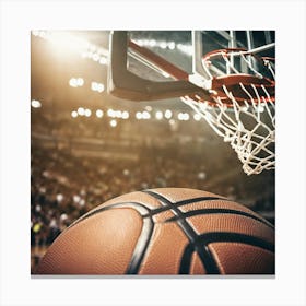 Basketball Ball In The Hoop Canvas Print