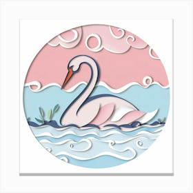 Swan In The Water 3 Canvas Print