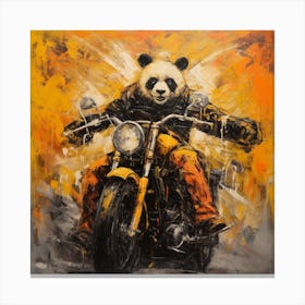 Panda On A Motorcycle Canvas Print