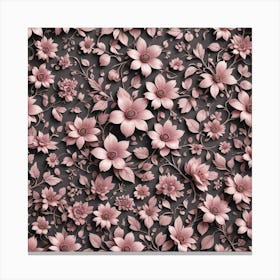 Pink Flowers On A Black Background Canvas Print