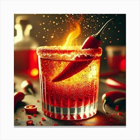 A Close Up Of The Flameburst Cocktail, A Fiery Dri Canvas Print