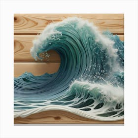 Wave On Wood Canvas Print