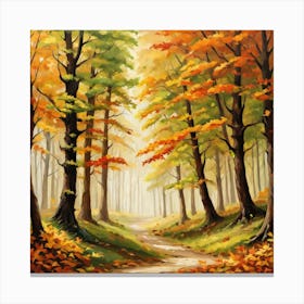 Forest In Autumn In Minimalist Style Square Composition 172 Canvas Print