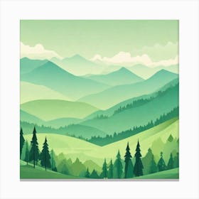 Misty mountains background in green tone 60 Canvas Print