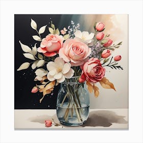 Roses In A Vase Canvas Print