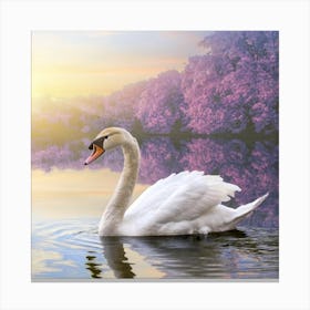 Graceful Swan Lake Print Art Canvas Print