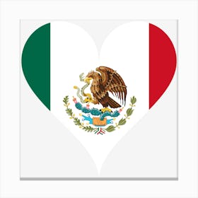 Love Heart Mexico Flag Coat Of Arms Eagle Line Cactus Canvas Print