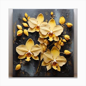 Pattern with Yellow Orchid flowers 2 Canvas Print