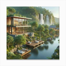 Waterfall House Canvas Print