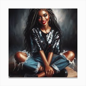 Black Girl With Braids 2 Canvas Print