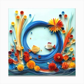 Origami aqua fish sculpture Canvas Print