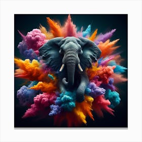 Elephant With Colorful Smoke Canvas Print