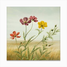 Cosmos Wildflower Vintage Canvas Print