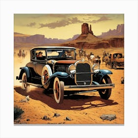 Antique Car Automobile Vehicle Retro Classic Desert Canvas Print