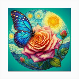 Roses And Butterflies 1 Canvas Print