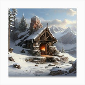 Winter Cabin Canvas Print