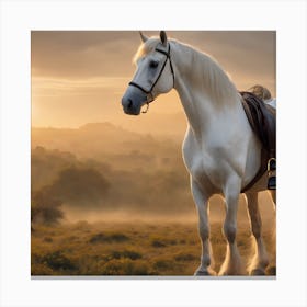 White Horse In The Field 1 Canvas Print