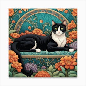 Cat In Flowers 2 Canvas Print