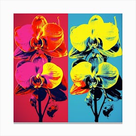 Andy Warhol Style Pop Art Flowers Orchid 3 Square Canvas Print