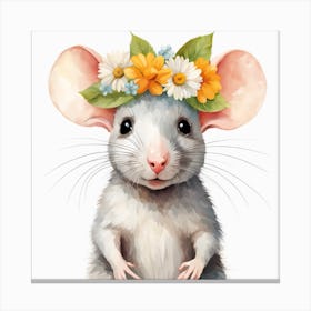 Floral Baby Rat Nursery Illustration (24) Canvas Print