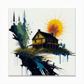 Colored House Ink Painting (103) Canvas Print