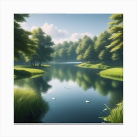 Swans In The Water Canvas Print