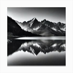 Black And White Mountain Lake 2 Canvas Print